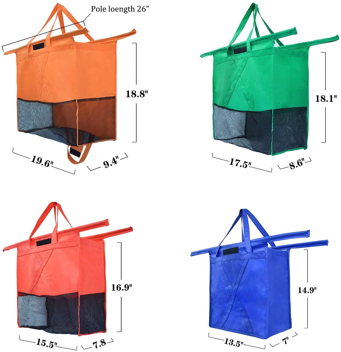 Incredible Shopping Cart Bags (Set Of 4)